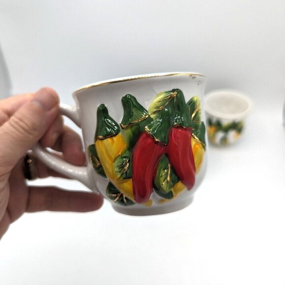 Vintage ARC International Home Porcelain Tea Cups Mugs Set of 4 MCM Garden 24k - Picture 2 of 6